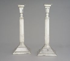 A pair of George V silver candlesticks, unidentified maker N.S, Birmingham, 1929