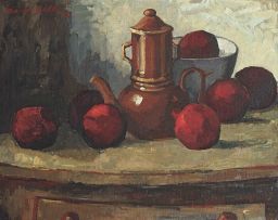 David Botha; Still Life with Pomegranates and a Coffee Biggin