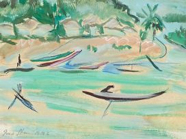 Irma Stern; Pirogues on the Congo River