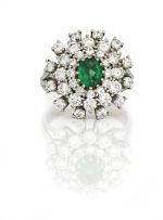 Emerald and diamond dress ring, 1970s