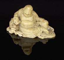 A Chinese carved soapstone figure of Budai, early 20th century