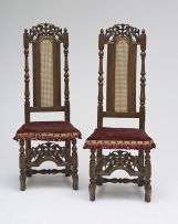 A pair of William and Mary walnut and caned chairs, late 17th/early 18th century