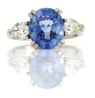 Sapphire, diamond and platinum dress ring