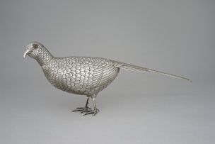 A Dutch silver cruet in the form of a pheasant, Gebr Niekerk, Groningen, 1923, .833 standard