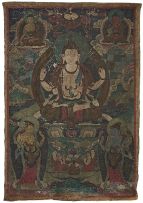 An Indo-Tibetan thangka of Shadakshari Lokeshvara, 19th/20th century