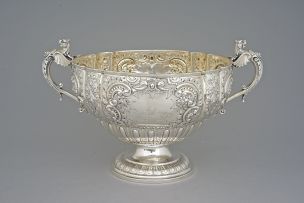 A late Victorian silver two-handled rose bowl, Elkington & Co Ltd, Birmingham, 1892