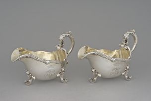 A pair of Victorian silver sauceboats, John Samuel Hunt, London, 1845, retailed by Hunt & Roskell, late Storr, Mortimer & Hunt