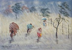 John Koenakeefe Mohl; Cyclists in the Windy Rain, W.Tvl. (S.A.)