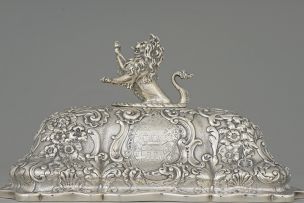 A pair of George IV silver entrée dishes and covers, Paul Storr, London, 1826 with Sheffield plate bases