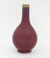 A Chinese flambé bottle vase, Qing Dynasty, 19th century