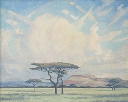 Jacob Hendrik Pierneef; Landscape with Acacias and Clouds