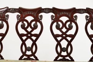 A George II style mahogany four-chair-back settee