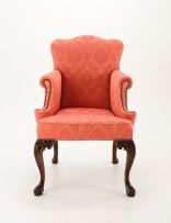 A George II mahogany wing-back armchair