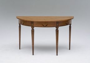 A Cape Neo-classical yellowwood and stinkwood inlaid demi-lune table, early 19th century