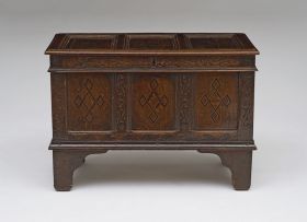 An oak inlaid coffer, probably Yorkshire, late 17th/ early18th century