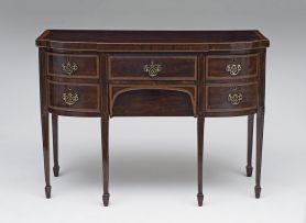A George III mahogany, crossbanded and inlaid bow-fronted sideboard