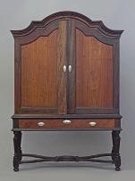 A Cape stinkwood and beefwood silver-mounted cabinet-on-stand, late 18th/early 19th century