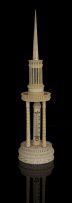 An Anglo-Indian carved ivory tower thermometer, circa 1840