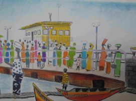 Sam Nhlengethwa; Catching the Boat from Goree to Dakar