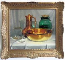 Henry John Dykman; Still Life with Copper and Glass Vessels