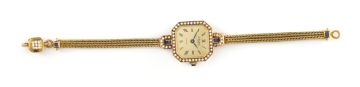 Lady's diamond, sapphire and gold cocktail watch, A Barthelay, Paris