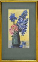 Amy Beatrice Hazell; Still Life with Delphiniums