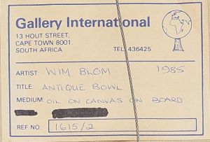 Wim Blom; Antique Bowl