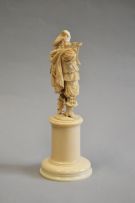 A Dieppe carved ivory figure of a trumpeting Cavalier, French, late 19th century