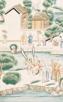 A pair of Chinese watercolours, 20th century