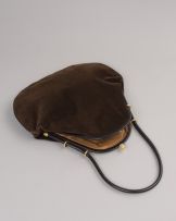 A brown velvet and leather-trimmed handbag, 1960s