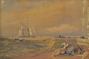 School of Thomas William Bowler; A Sailing Ship in Choppy Seas