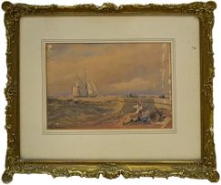 School of Thomas William Bowler; A Sailing Ship in Choppy Seas