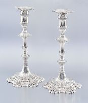 A pair of George III silver candlesticks, William Cafe, London, 1766