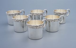 A set of six Elizabeth II silver glass holders, Walker & Hall, Sheffield, 1968