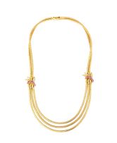 18ct gold and ruby necklace, Italian