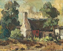 Otto Klar; Cottage Amongst Trees