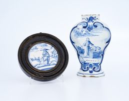 A Delft blue and white vase, 18th century