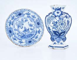 A Delft blue and white vase, 18th century