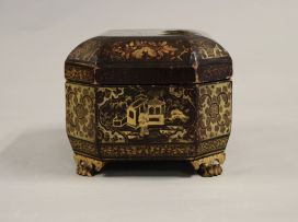 A Chinese Export lacquer tea caddy, 19th century