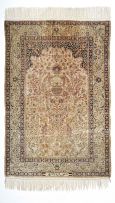 An Ispahan silk prayer rug, Persia, modern