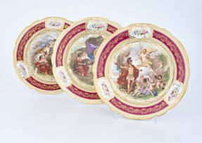 Three 'Vienna' transfer-printed cabinet plates, late 19th century, after Angelica Kauffmann