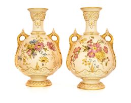 A pair of Royal Worcester two-handled vases, 1902, Rd 178444