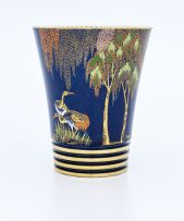 A Carlton Ware Crane and Willow pattern vase, mid 20th century