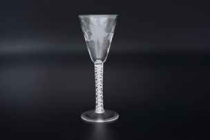 An English opaque-twist drinking glass