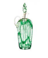 A Victorian silver-mounted green-overlaid glass decanter and stopper, Hukin & Heath, Birmingham, 1900, Rd 36652
