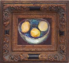 Gail Catlin; Still Life with Three Lemons in a Bowl