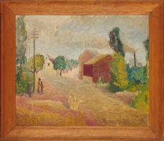 Cecily Sash; Figures Beside a Road