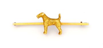 Gold Airedale Terrier brooch