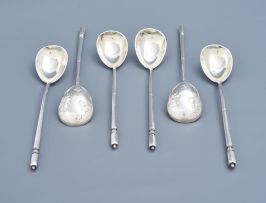 A set of six Russian silver teaspoons, unidentified maker, 1896-1908