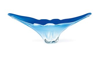An Italian blue and white-cased sommerso bowl, post 1960s